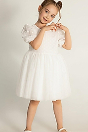 Kız Çocuk 2-5 Yaş Kısa Kollu Beyaz Elbise