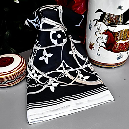 Lv Kemer Desen Pamuk Soft Şal - Siyah-Beyaz