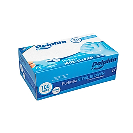 Dolphin Mavi Nitril Eldiven Pudrasız (M) 100 lü