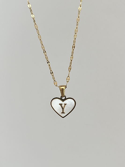 Çelik Y Harf Kalp Kolye