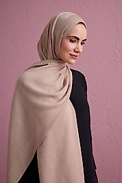 Imannoor Zincir Desen Bej Pamuk İpek Şal 70x210