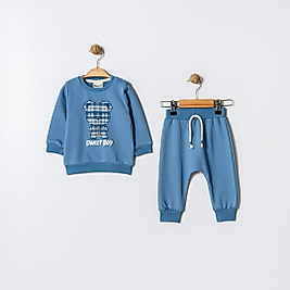 Erkek Bebek 6-24 Ay Ayıcık Desenli Alt Üst İkili Takım