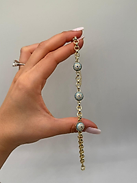 Nazar Detaylı Xuping VIP Çelik 14K Altın Renk Kadın Bileklik