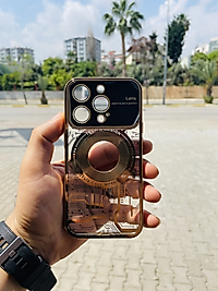 iPhone 15 Pro Lens Korumalı Telefon Kılıfı Gold