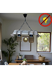 2"li ahşap kalın ip sargılı takoz avize