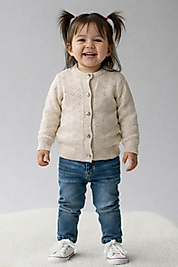 Bebek Triko Ajurlu Düğmeli Hırka | Yumuşacık ve Şık Baharlık