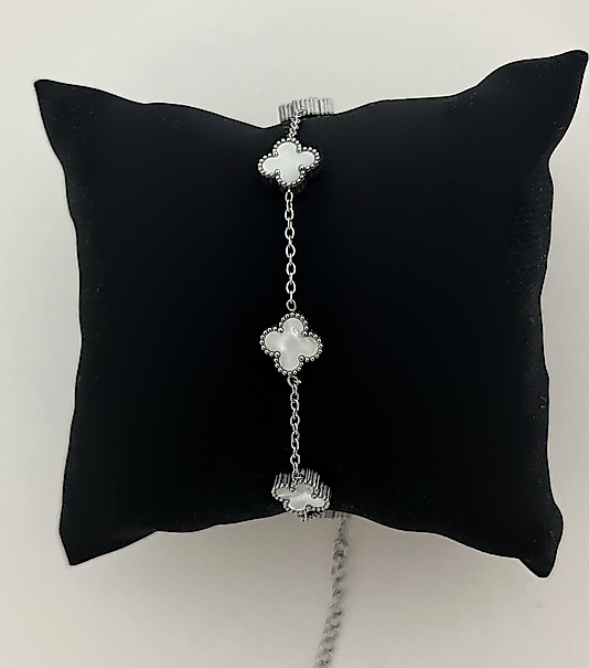 Çelik Beyaz Yonca Bileklik