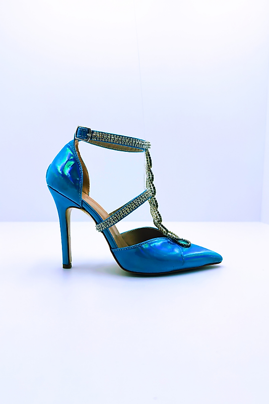Ocean Leo Kristal Taş Tasarımlı 11 cm Mavi Stiletto