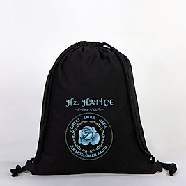 "Hz Hatice"   Baskılı Ham Bez Sırt Çantası %100 Pamuk Krem