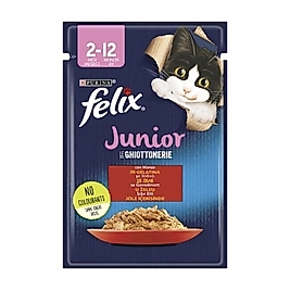 Felix Junior Sığır Etli Pouch Yavru Kedi Konserve Maması 85 gr 24 Adet