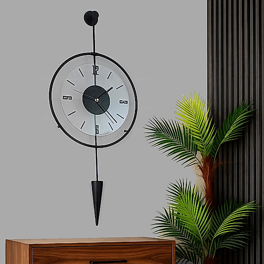 Masippi Glazing Siyah 40 X 90 Cm, Modern Dekoratif Metal Duvar Saati