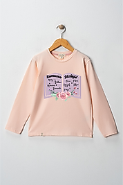 Kız Çocuk Uzun Kollu Bisiklet Yaka "Ramazan Sözlüğü" Baskılı Tişört Mevsimlik Pamuklu