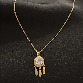 Düş Kapanı Gold Çelik Kolye-45 cm