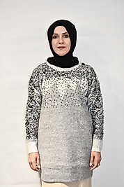 Payetli Gri Triko Kazak