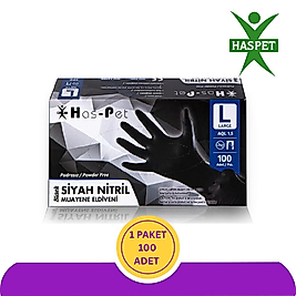 Haspet Siyah Nitril Eldiven (L) 100'lü