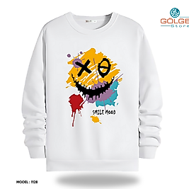 Sulu Boya Görünümlü Emoji Görselli Bisiklet Yaka Erkek kadın Slimfit Sweatshirt