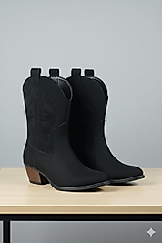 Kadın siyah Western Kovboy Süet Bot