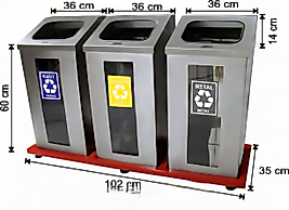 3 BÖLMELİ KIRILMAZ CAMLI MAT PASLANMAZ GERİ DÖNÜŞÜM SETİ ( KDV DAHİL )