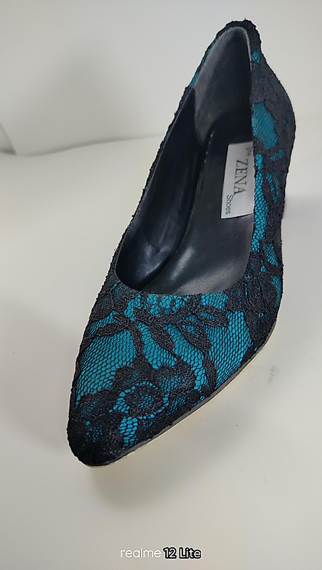 Saten dantel detaylı abiye ayakkabı