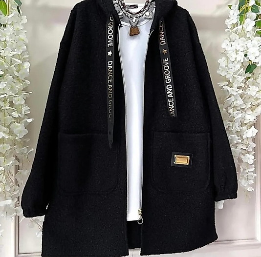 Ara Boy kaşe Kaban Siyah Renk