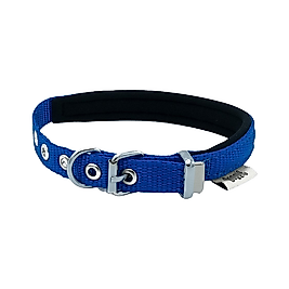 Doggie Dokuma Softlu Sade Köpek Boyun Tasması Mavi 3 x 47 - 55 cm