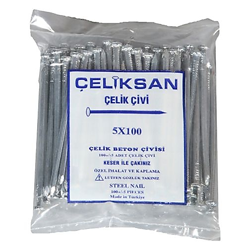 ÇELİK ÇİVİ BETON ÇİVİSİ 5 MM X 80 MM (100 ADET) UZUNLUK: 8 CM