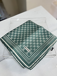 Vakko Tivil İpek Monogram Eşarp (Yeşil Ekru)