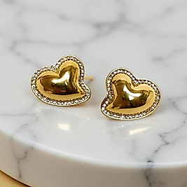 Taş İşlemeli Kalp Küpe