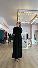 Hâbel Elbiseli Hırka Takım Siyah