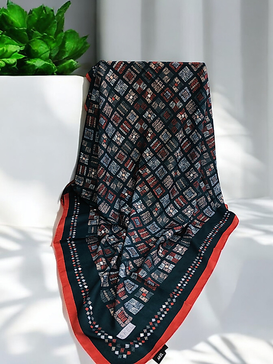 Digital Soft Eşarp Kırçılı Kare Desen