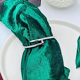 Çelik kelepçe bileklik gümüş renk taşlı 6 cm