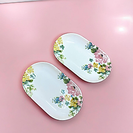 2 Adet Premium Pembe Gül Porselen Küçük Oval Kayık, Sunum
