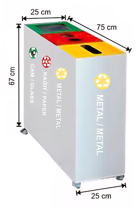 Geri Dönüşüm Kovası Boyalı 3'lü ( KDV DAHİL )