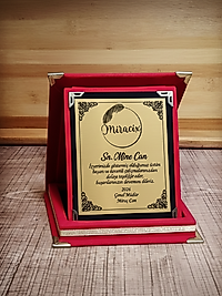 MİRACİX BS72 Kırmızı Kadife Plaket 9x12 cm – Kişiye Özel İsim, Resim ve Metin Baskılı Ödül Plaketi