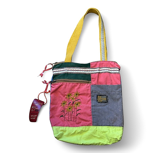Old Cotton Cargo Vintage Renkli Etnik Orta Boy Günlük Kadın Kol Omuz Çantası 27CM x 33CM