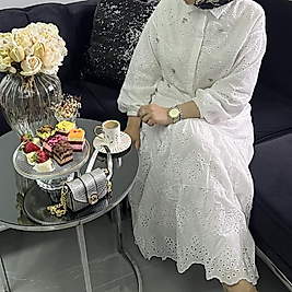 TAŞ DETAYLI FİSTO TAKIM BEYAZ