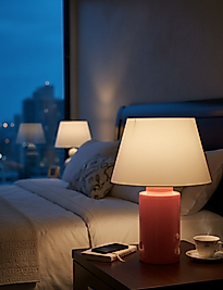 Silindirik Turuncu Krem Abajur AB003