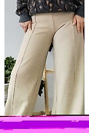 Salaş Dokuma Beli Lastikli Bol Paça Triko Pantalon