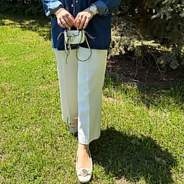 Buble paça krep pantolon (beyaz)