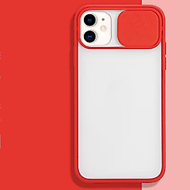 iPhone 12 Kamera Sürgülü Telefon Kılıfı Kırmızı