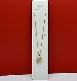 Beyaz taşlı yonca figürü çelik kolye  gold