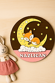 Ay Üstünde Uykucu Tilki Bebek Kapı Süsü
