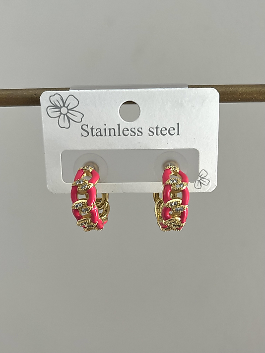 Çelik Fuşya Halka Küpe