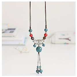 COLORED BEADS GÜNLÜK GİYİM & PARTİ VİNTAGE BOHEMİ RENKLİ BONCUK KOLYE