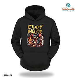 Çılgın Fare Görselli Slimfit Kapüşönlu Hoodie Erkek kadın Sweatshirt