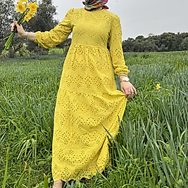 Fisto elbise (hardal)