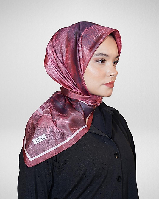 Dijital Kristal Eşarp Pastel Mermer Desenli