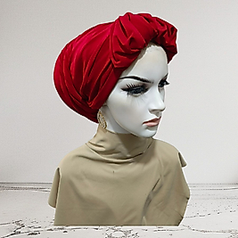 Kırmızı büzgü detayli bone