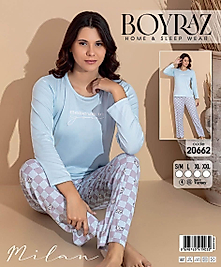 Boyraz 20662 Uzun Kol Milan Kumaş Pijama Takımı