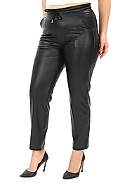 Büyük Beden İçi Şardonlu Suni Deri Jogger Pantolon